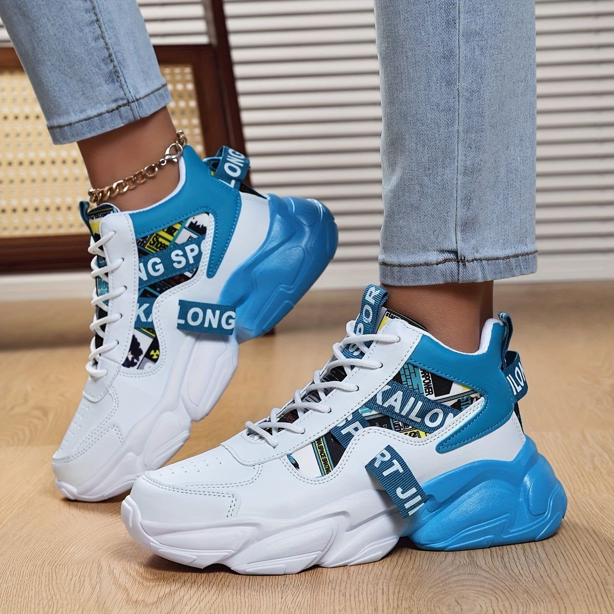 Women'S High-Top Plaid Skate Sneakers - Lightweight, Non-Slip, Shock-Absorbing Sneakers with EVA Sole, Synthetic Faux Leather Upper  Fabric Lining for All-Season Sports and Casual Wear, Casual Sneakers   Stylish Lace-Up Shoe