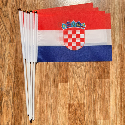 Croatian Handheld Polyester Flag 14x21cm for Events