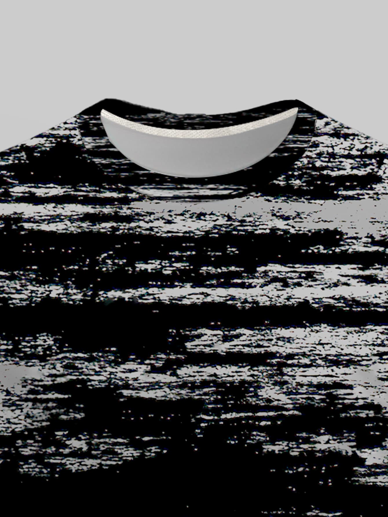 Men's Fashion Crew Neck Long Sleeve Top Personality Abstract Texture Print Casual Versatile Pullover Trendy Street Style Youth Base Layer Shirt