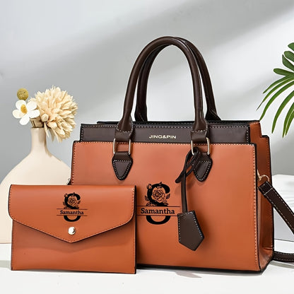 Elegant Black Women's Shoulder Bag Set with Custom Logo