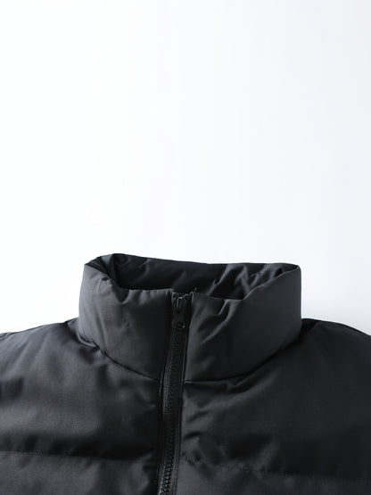 Men'S Heavyweight Winter Jacket - Full-Zip Hooded Coat with Stand Collar, Navy Blue Cold Weather Outerwear, Polyester Insulated Jacket for Everyday & Formal Events, Non-Stretch Fabric, Zipper Closure, Winter Coats, Formal Eve