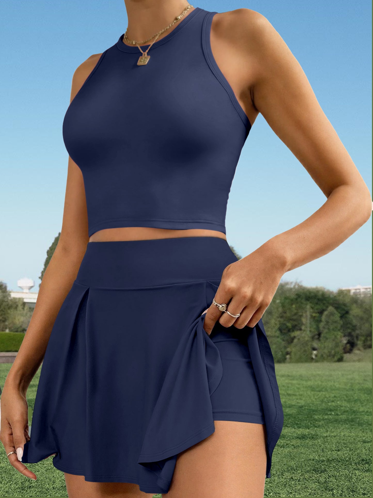 Women's Sleeveless Romper and Vest Set with Safety Shorts