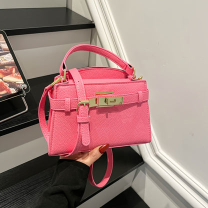 Women’s Solid Color PU Crossbody Bag with Adjustable Strap