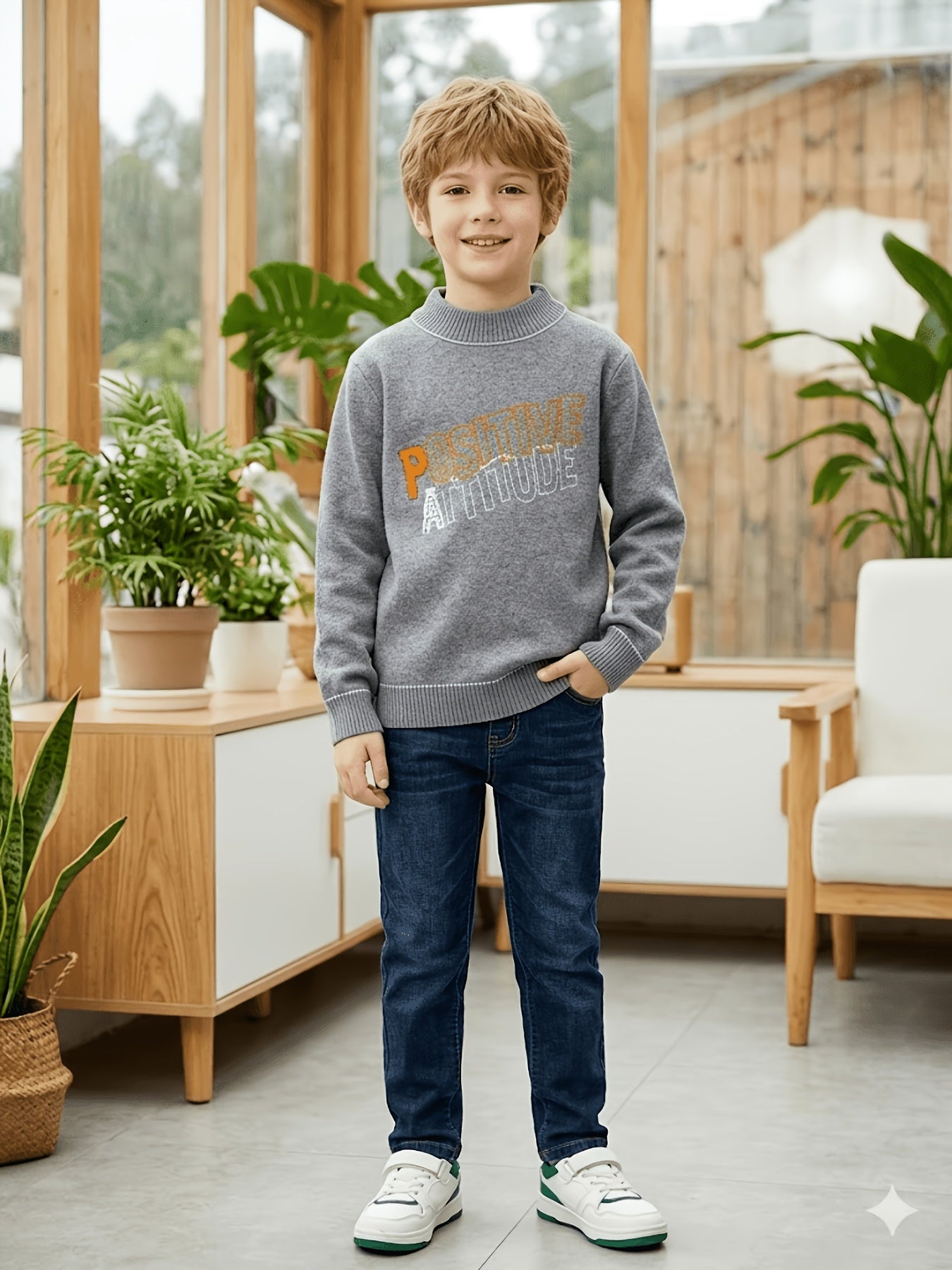 Boys' Thermal Cotton Base Layer with Letter Jacquard - Fall/Winter