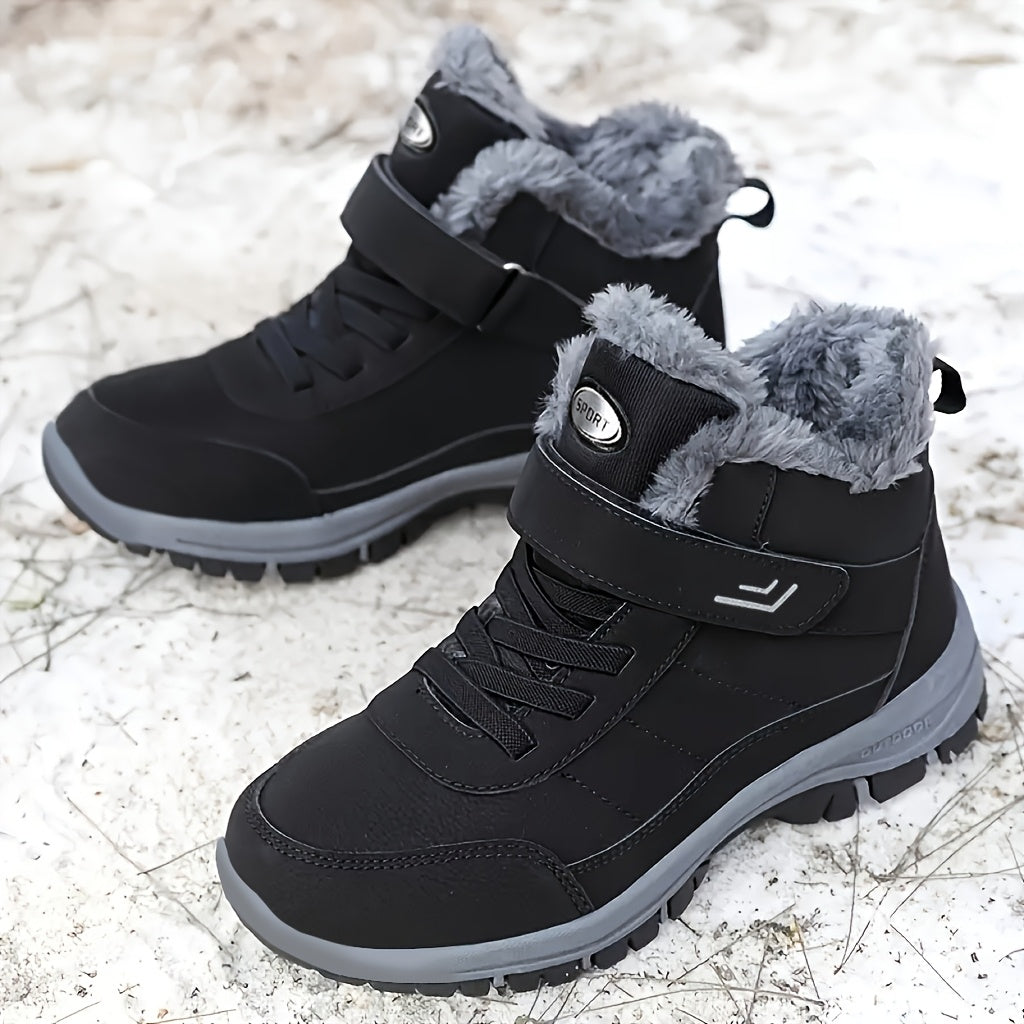 Men'S & Women'S Winter Snow Boots - Thick-Soled Ankle Boots with Non-Slip Rubber Sole & Striped Traction, PU Upper & Warm - All-Season Cold Weather Hiking, Ice Climbing Boots (unisex Sizes Available), Hiking Boots, Outdoor Fo
