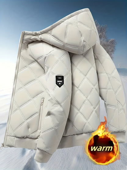 Men'S Heavy-Duty Winter Jacket with Full-Zip Hooded Coat - Thermal Insulated Cold Weather Outerwear, Full-Zip Closure & Zippered Pockets, Machine Washable