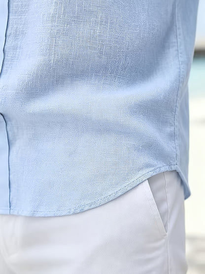 Men's Casual European Style Cotton Linen Button-Up Shirt