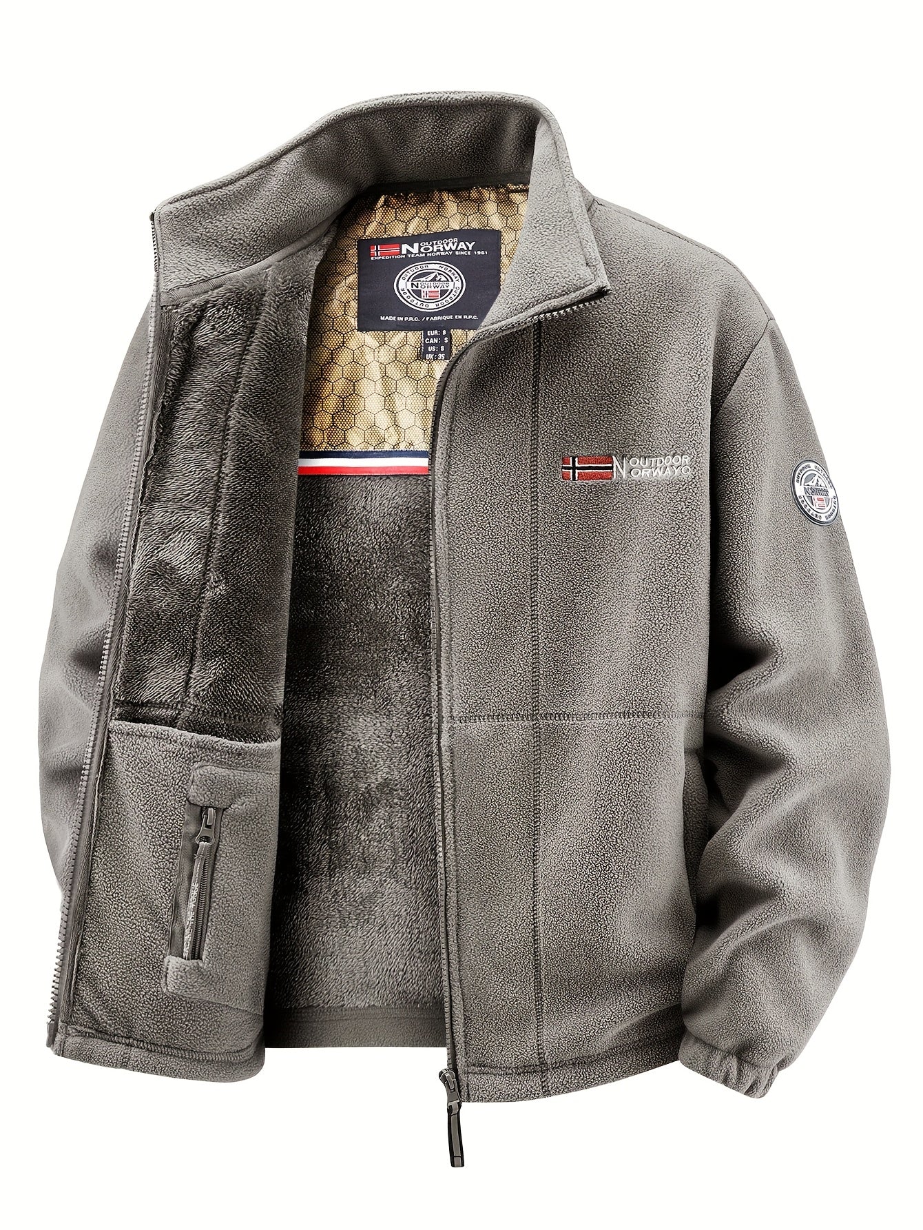 Men's Warm Stand Collar Cardigan Jacket, Honeycomb Heat-Retaining Graphite Lining, Thermal Insulation, Warmer Upper Body, Quality Men's Wear, Warm Lining, Carbon Fiber Technology - Full-Zip Winter Coat, Full-Length Zipper, Ma