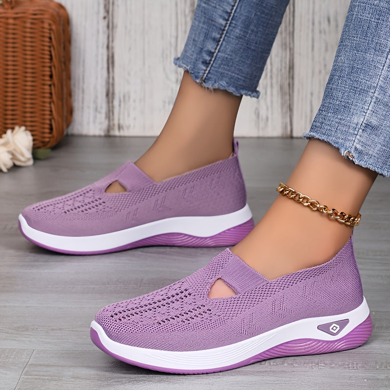Women’s Lightweight Knit Sneakers with Cut-Out Design, All-Season