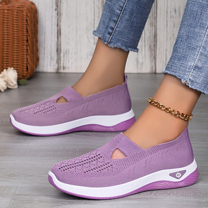 Women’s Lightweight Knit Sneakers with Cut-Out Design, All-Season