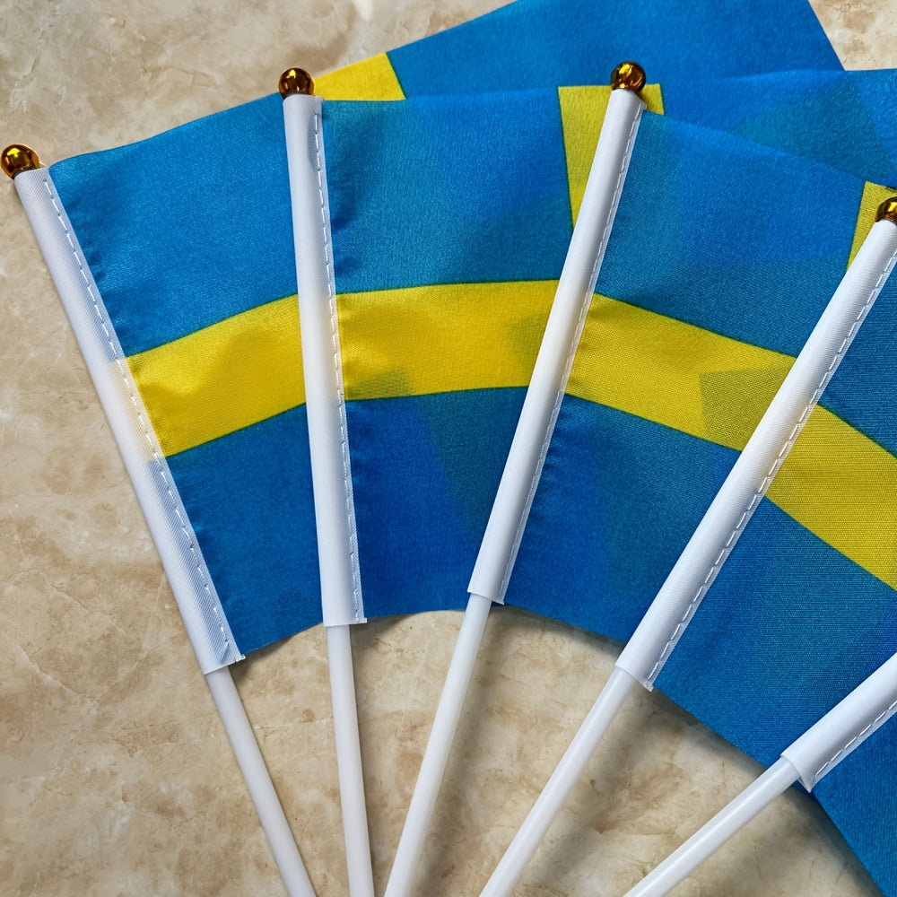 Swedish Polyester Hand Flags 14x21cm for Events & Parties