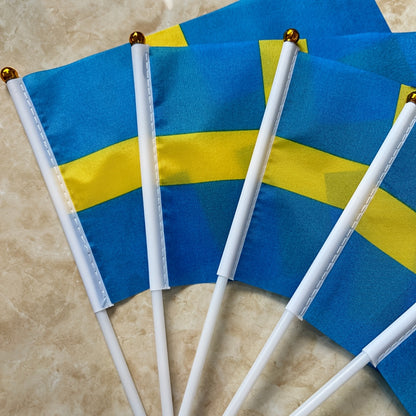 Swedish Polyester Hand Flags 14x21cm for Events & Parties