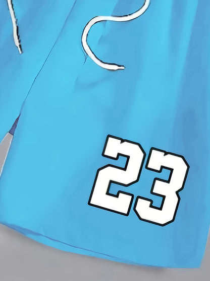 A Men's casual tracksuit - polyester crew neck T-shirt and shorts, regular cut, knitted fabric, summer casual, comfortable and stylish 3D digital print