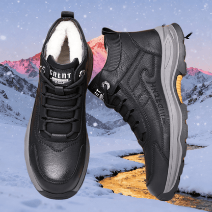 Men's Full-Grain Leather Plush-Lined Casual Winter Sneakers