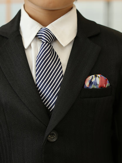 Boys' 3-Piece Striped Suit Set with Jacket, Pants & Tie