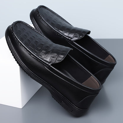 Men's Crocodile-Embossed Slip-On Loafers, Soft Rubber Sole