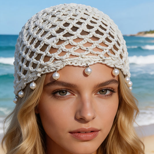 Bohemian Summer Breathable Knit Sequin Beanie Cap - ayq