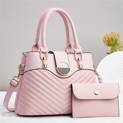 Elegant Women's Faux Leather Handbag with Convertible Crossbody