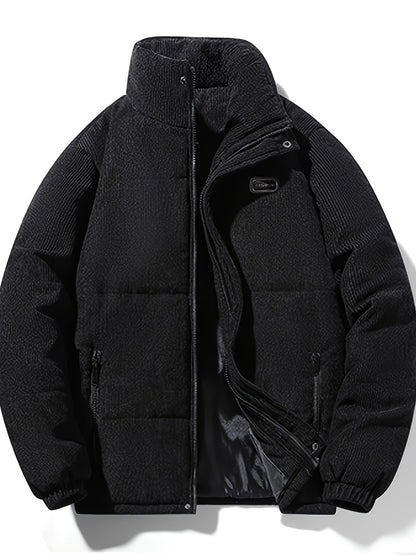 Men'S Heavyweight Winter Jacket - Thermal Insulated Cold Weather Coat with Full-Zip Closure, Front Zipper Pocket - Brown Outer Shell for Everyday & Formal Use - Non-Stretch Fabric Construction - Fall/Winter Outerwear, Winter