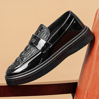 Men's Glossy Black British-Style Business Casual Shoes