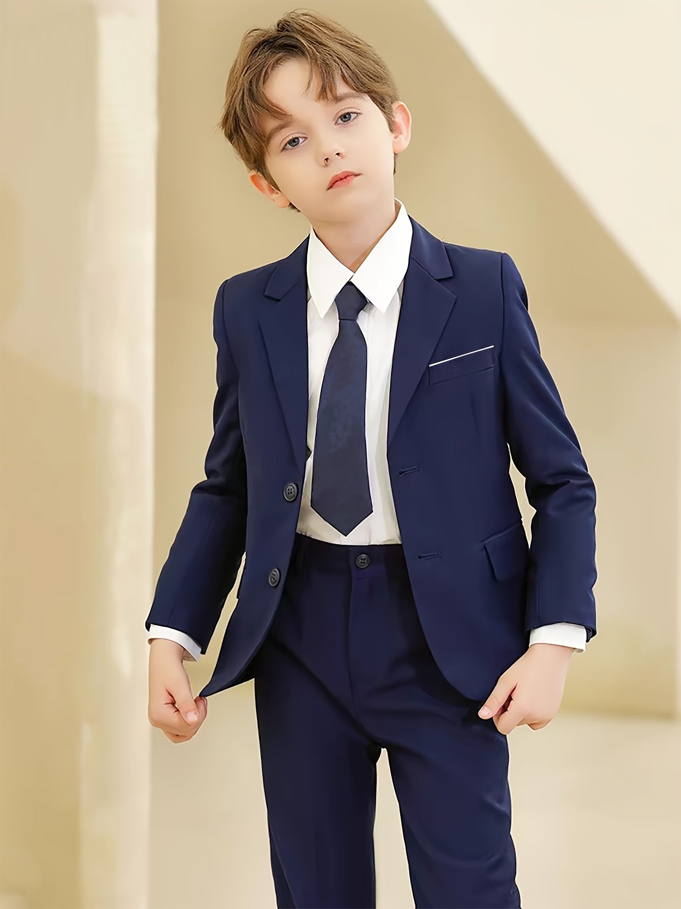 Boys' Slim Fit Single-Breasted Blazer for Spring & Autumn