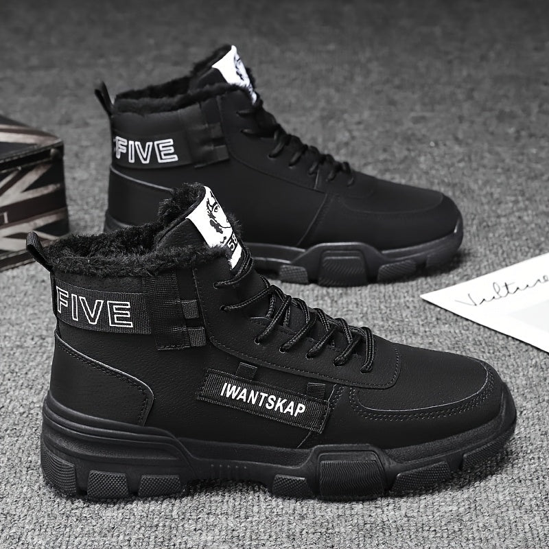 Men'S Winter Boots - Thermal Insulated Anti-Slip Snow Shoes with Cushioned Insole, Beige/Tan Cold Weather Boots for Ice, Snow, and Everyday - Lace-Up Ankle Support, Durable PVC Outsole - Ideal for Hiking, Urban Commute, and O