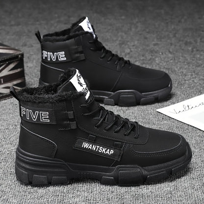 Men'S Winter Boots - Thermal Insulated Anti-Slip Snow Shoes with Cushioned Insole, Beige/Tan Cold Weather Boots for Ice, Snow, and Everyday - Lace-Up Ankle Support, Durable PVC Outsole - Ideal for Hiking, Urban Commute, and O