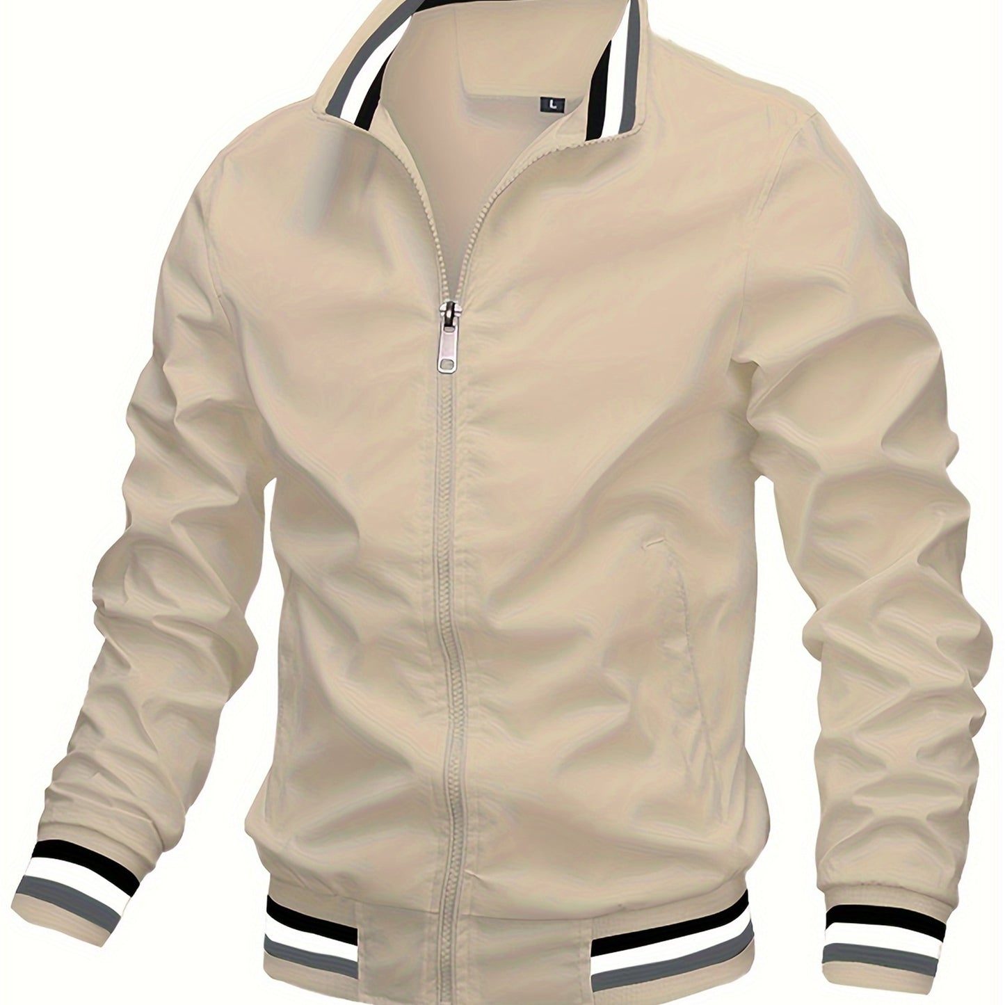 Men's Vintage-Inspired Hip Hop Baseball Jacket - Casual Sports Outerwear with Stand Collar, Zip-Up, Polyester - Perfect for Fall/Winter