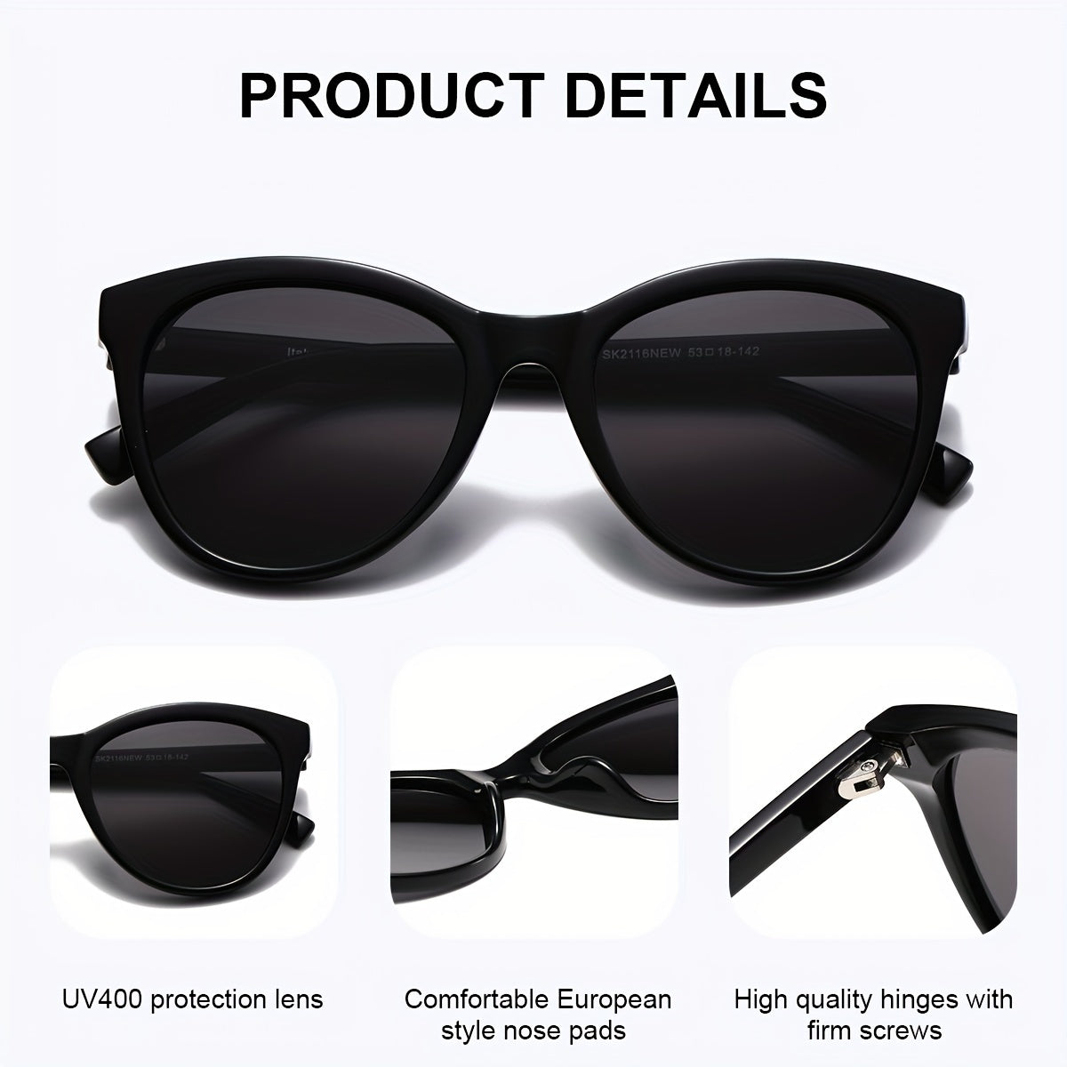 Cat Eye Sunglasses for Women, Ultra-Light Polycarbonate Frame