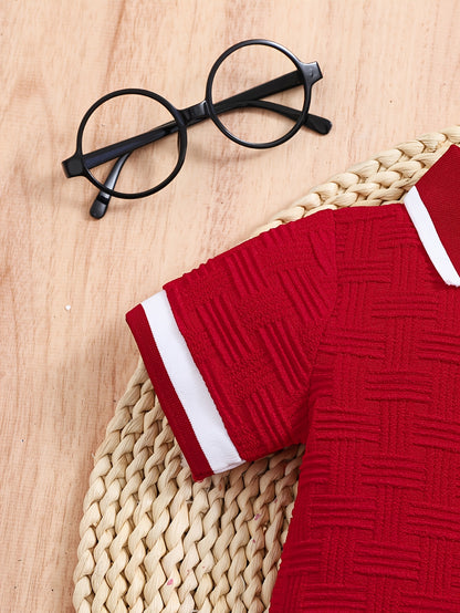 Boys' Summer Polo Shirt & Shorts Set - Preppy Casual Outfit - ayq