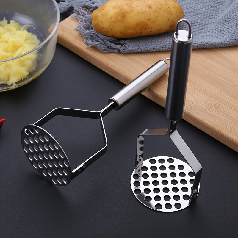 Stainless Steel Potato Ricer Masher - Manual Handheld Kitchen Press Tool for Vegetables, Fruits, Uncharged Cookware - Durable Multifunctional Crusher for Home and School Supplies