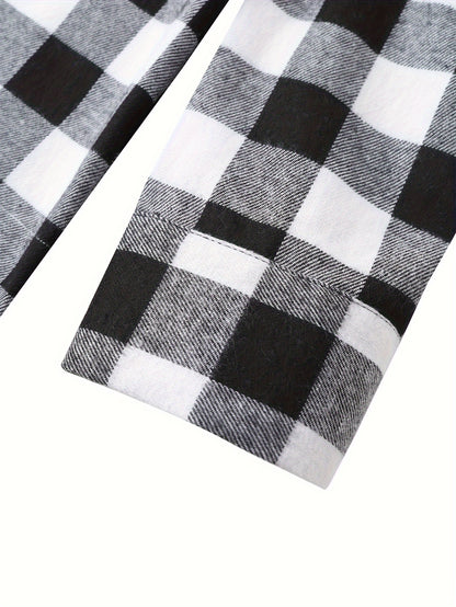 Plaid Shirt Coat For Men Long Sleeve Casual Regular Fit Button Up Hooded Shirts Jacket