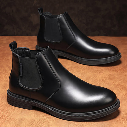 Men's Autumn/Winter Denim High-Top Ankle Boots, Black PU