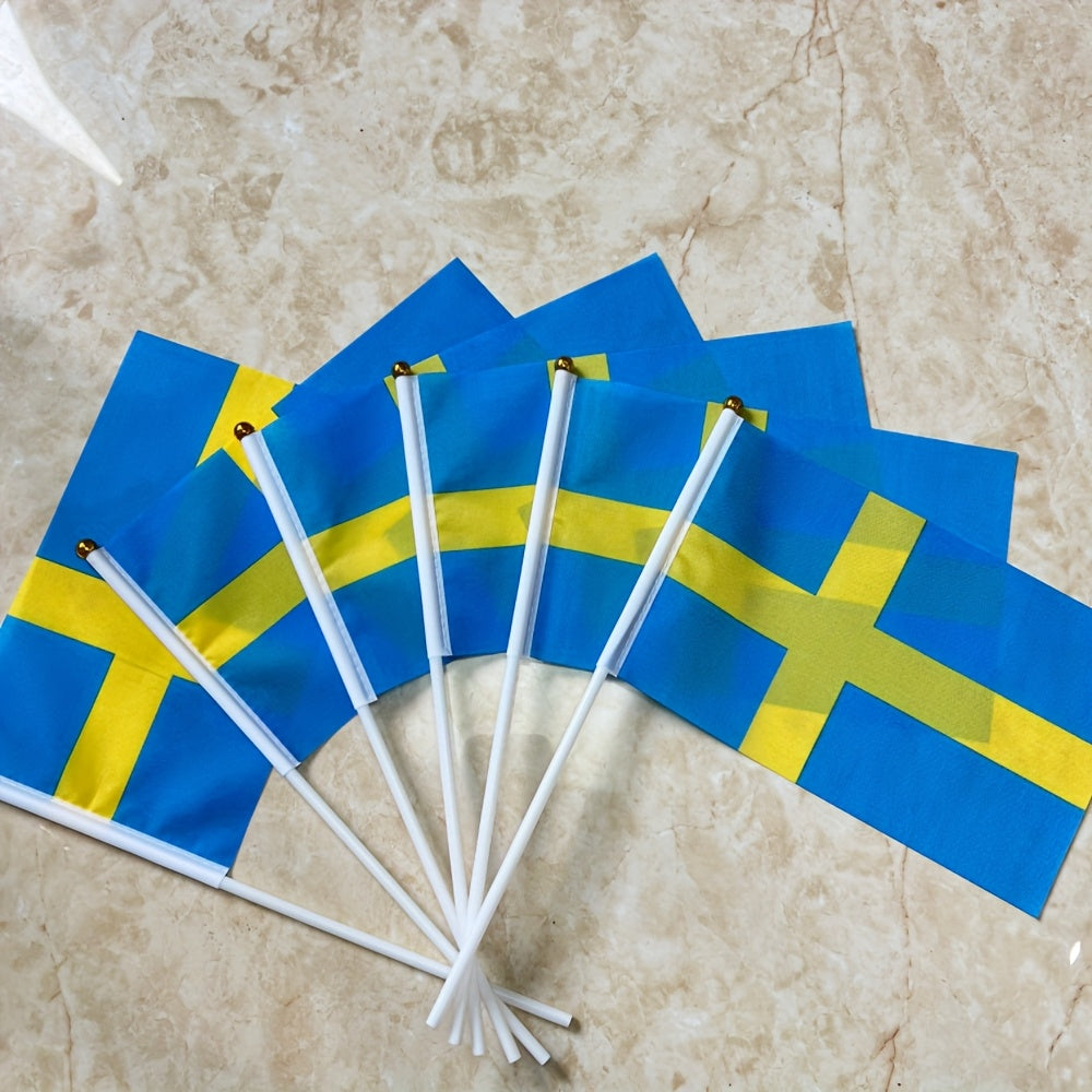 Swedish Polyester Hand Flags 14x21cm for Events & Parties
