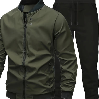 Star Blossom Men's Casual Sports Baseball Suit Pants Two-piece Set with Jacket and Trousers