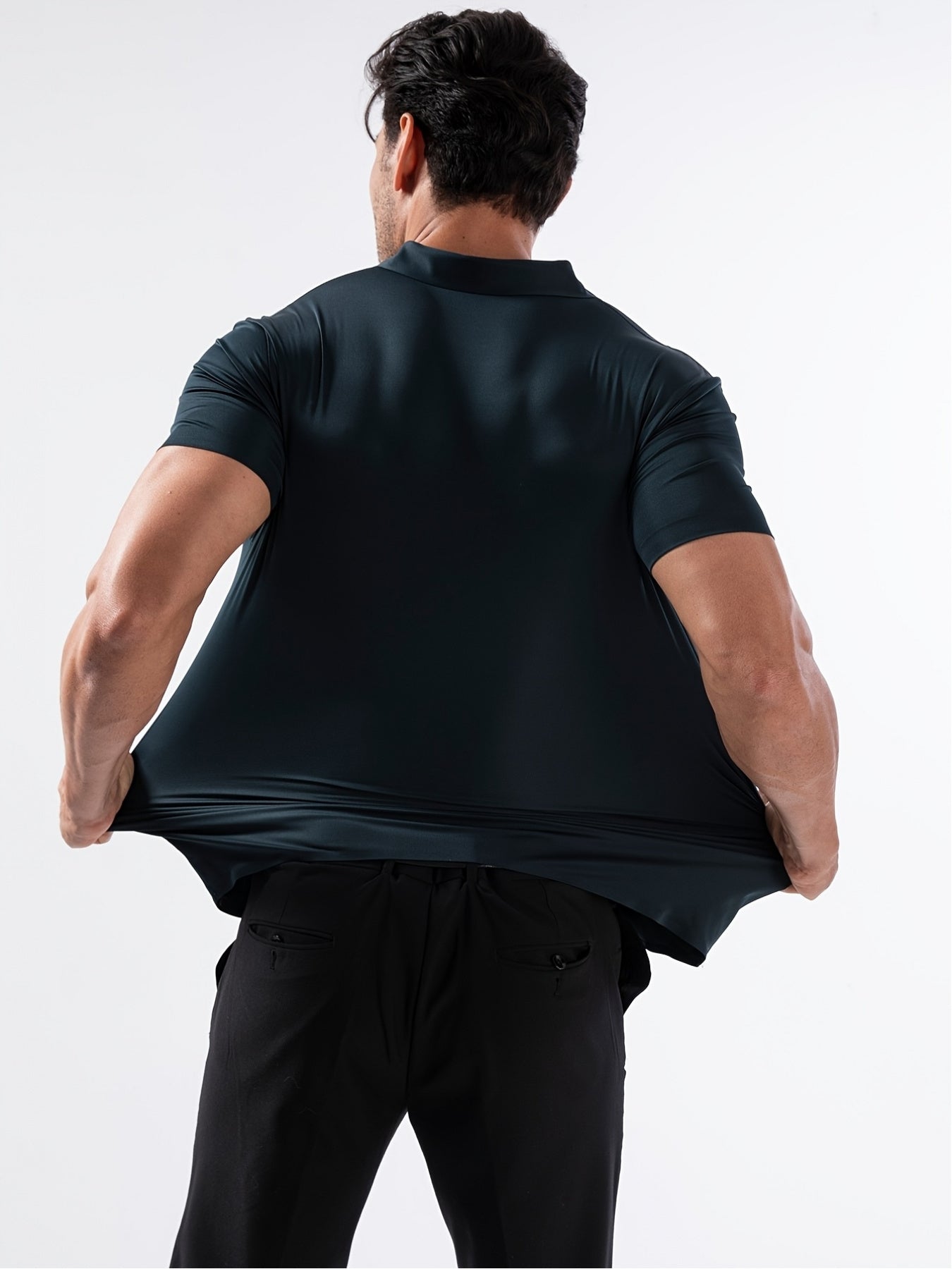 Men’s High-Stretch Lapel Short-Sleeve Shirt for Summer Casual
