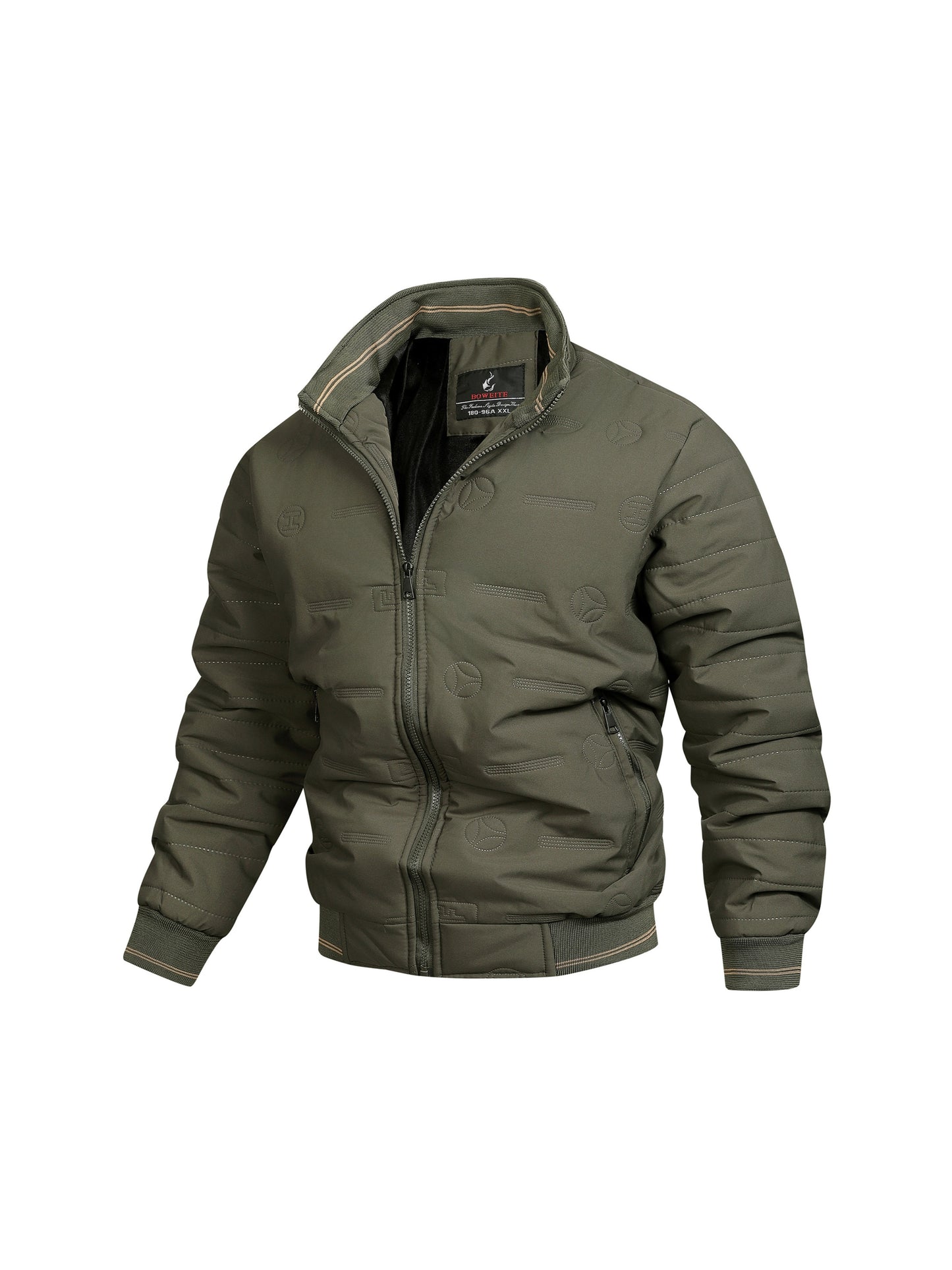 Men's Retro Winter Jacket with Detachable - Stand Collar Coat, Machine Washable Tan/Brown Outer & Black Inner, Golden-Tone Zipper Closure for Cold Weather (No-Stretch Fabric) - Casual & Formal Outerwear, Winter Clothes For Me