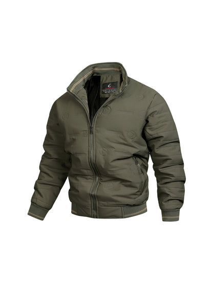 Men's Retro Winter Jacket with Detachable - Stand Collar Coat, Machine Washable Tan/Brown Outer & Black Inner, Golden-Tone Zipper Closure for Cold Weather (No-Stretch Fabric) - Casual & Formal Outerwear, Winter Clothes For Me