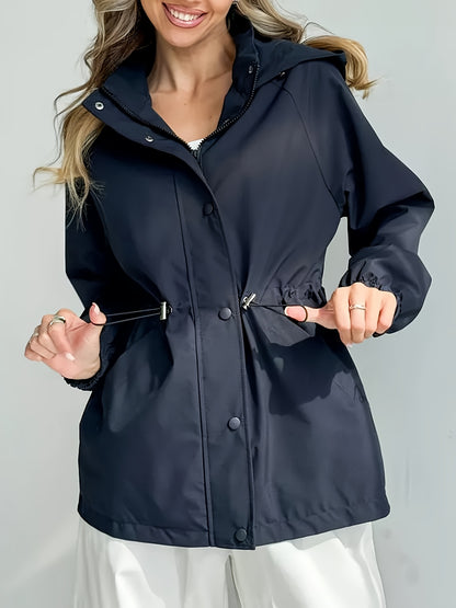 Autumn and Winter Women's Fashion Solid Color Windbreaker Jacket
