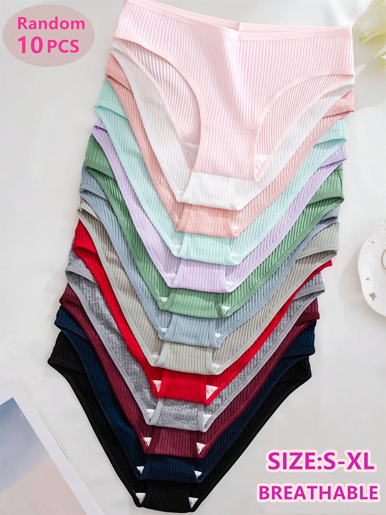 10-Pack Women's Ribbed Cotton Blend Boxer Briefs Comfortable Fit