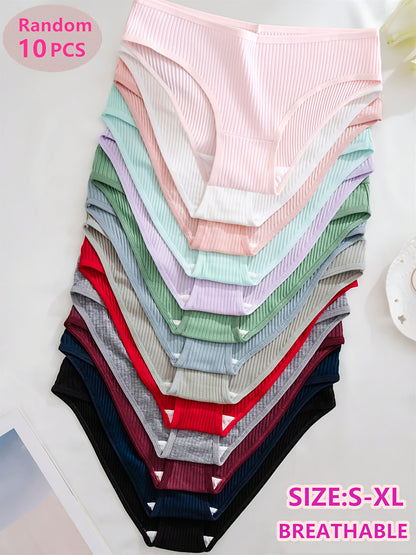 10-Pack Women's Ribbed Cotton Blend Boxer Briefs Comfortable Fit