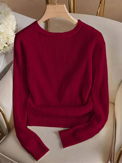 Elegant Ladies' Solid Color T-Shirt for Spring and Fall