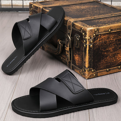 Men's Casual British Style Flat-Soled PU Slippers