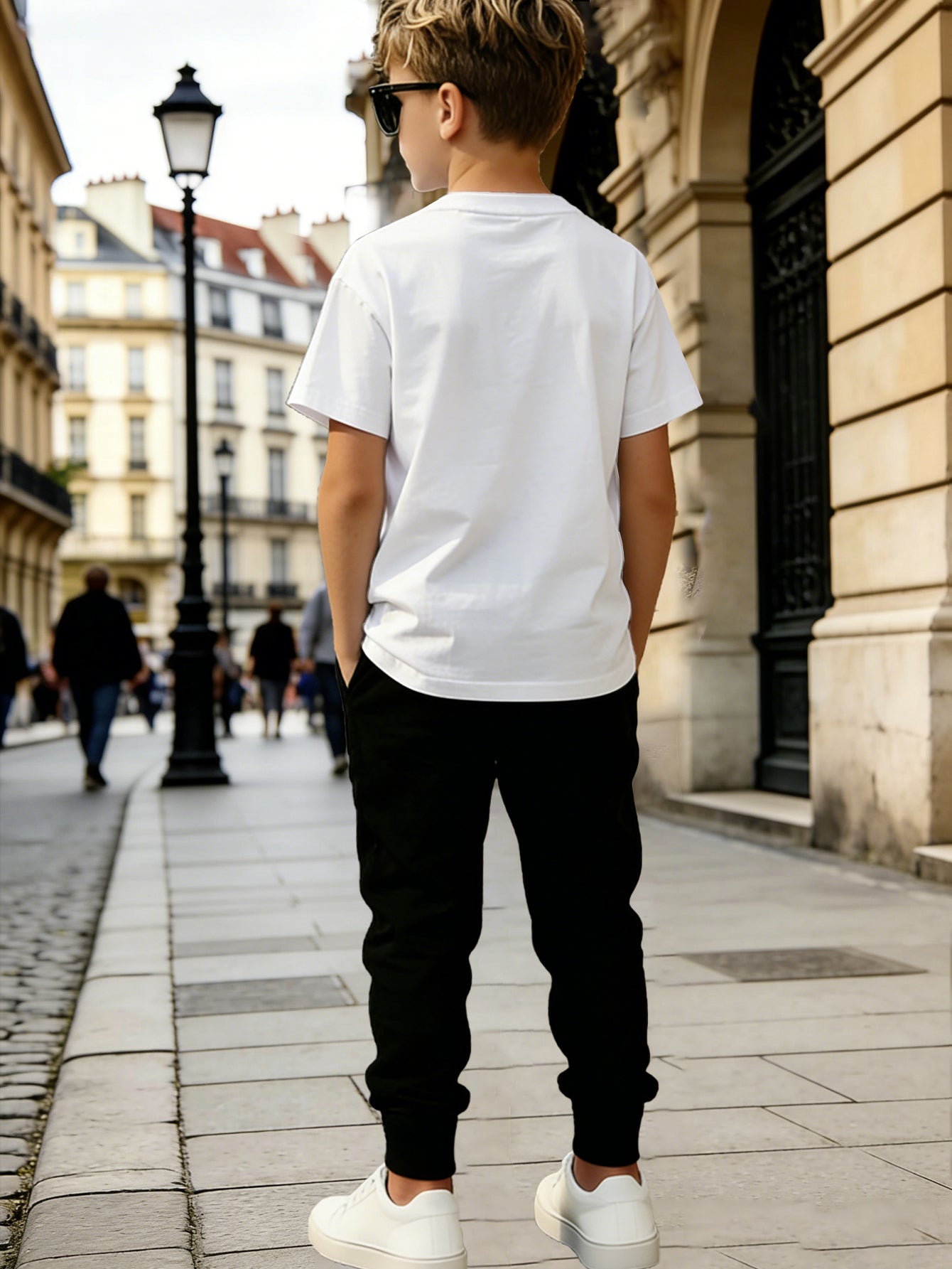 Boys' Summer Geometric Print Short Sleeve Top & Pants Set