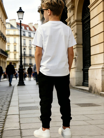 Boys' Summer Geometric Print Short Sleeve Top & Pants Set