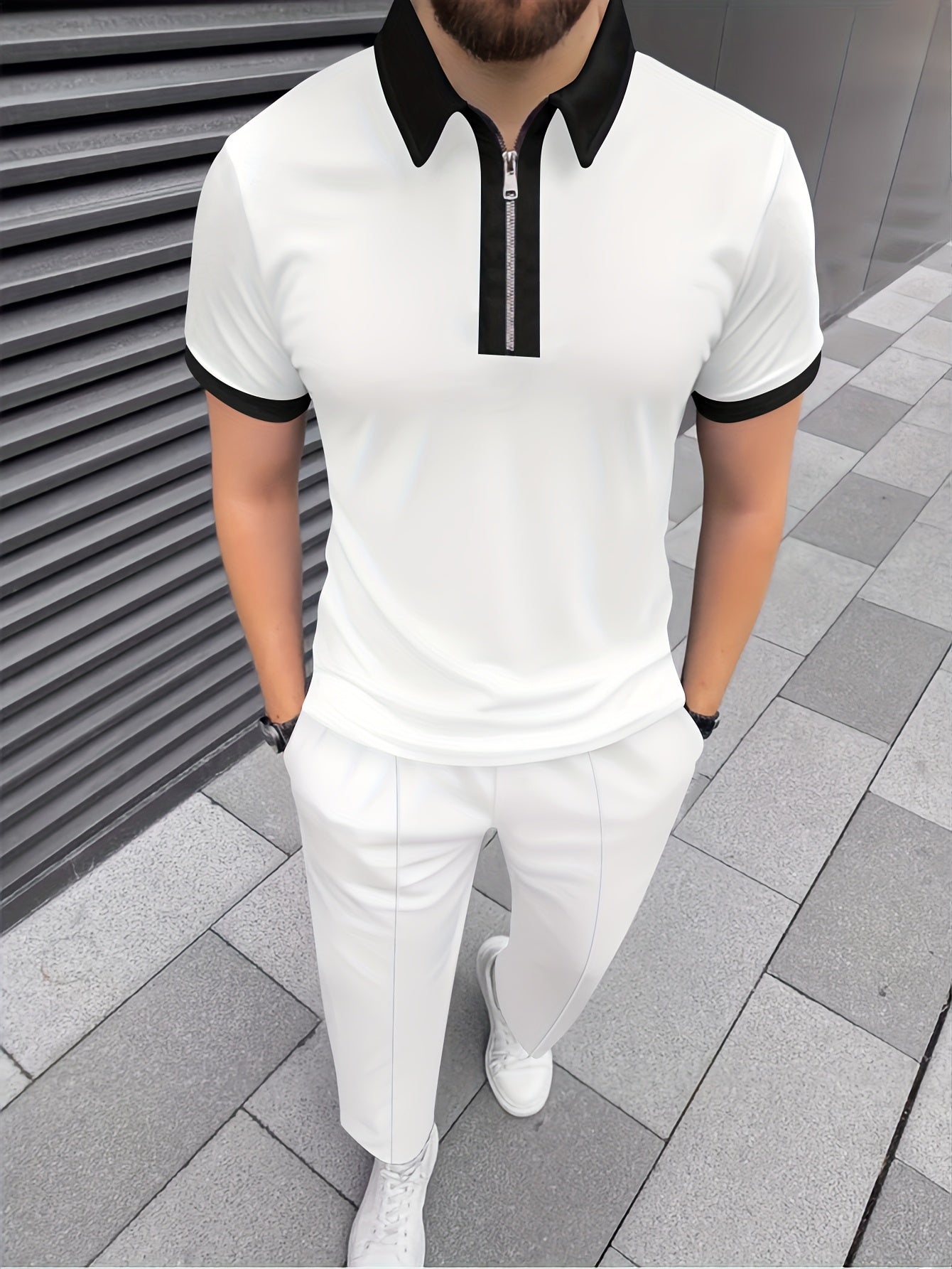 Men's Casual Two-Piece Set - Stretch Comfort Fabric - Suitable for Spring/Autumn Seasons - ayq