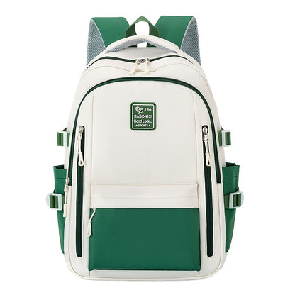 Visually Appealing Two-Tone Travel Backpack - Durable, Nylon, Lightweight with Adjustable Straps, Large Capacity School Bag for Students (No Charm), Casual Daypack Organized Storage Bag, Backpack for School