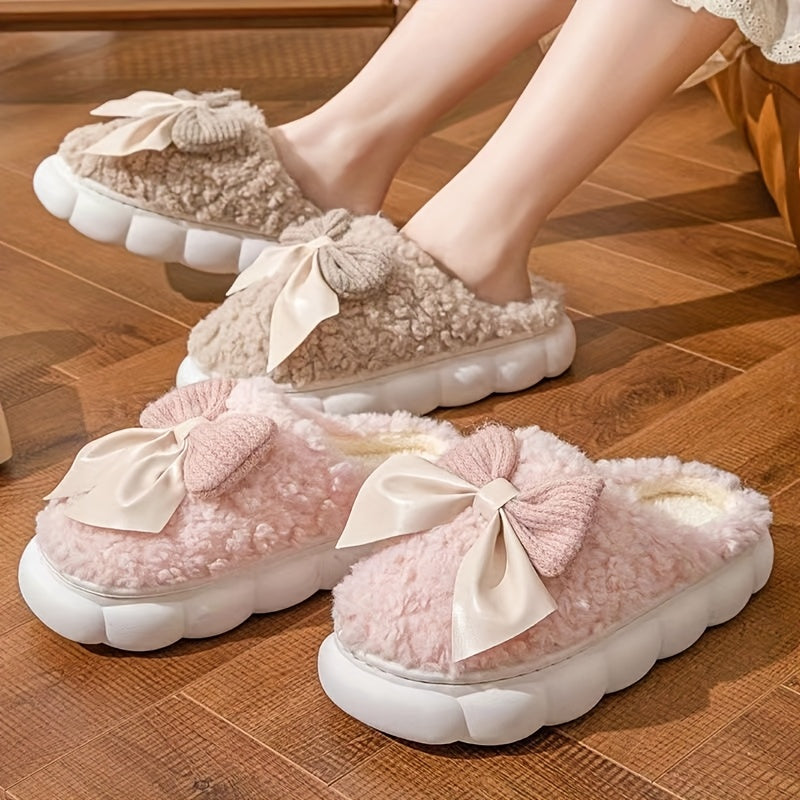 Women’s Plush Slip-On Slippers with Anti-Slip Thickened Soles