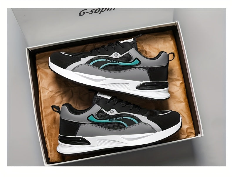 Men's Sneakers Running Shoes, Sporty Trendy Skate Shoes, Versatile Casual Loafers, Sailing Shoes, Flat Sole Skate Shoes, Green and Blue, for Spring, Autumn, Summer, All Seasons, Streetwear, Outdoor, Daily Wear, Hiking, Color- - ayq