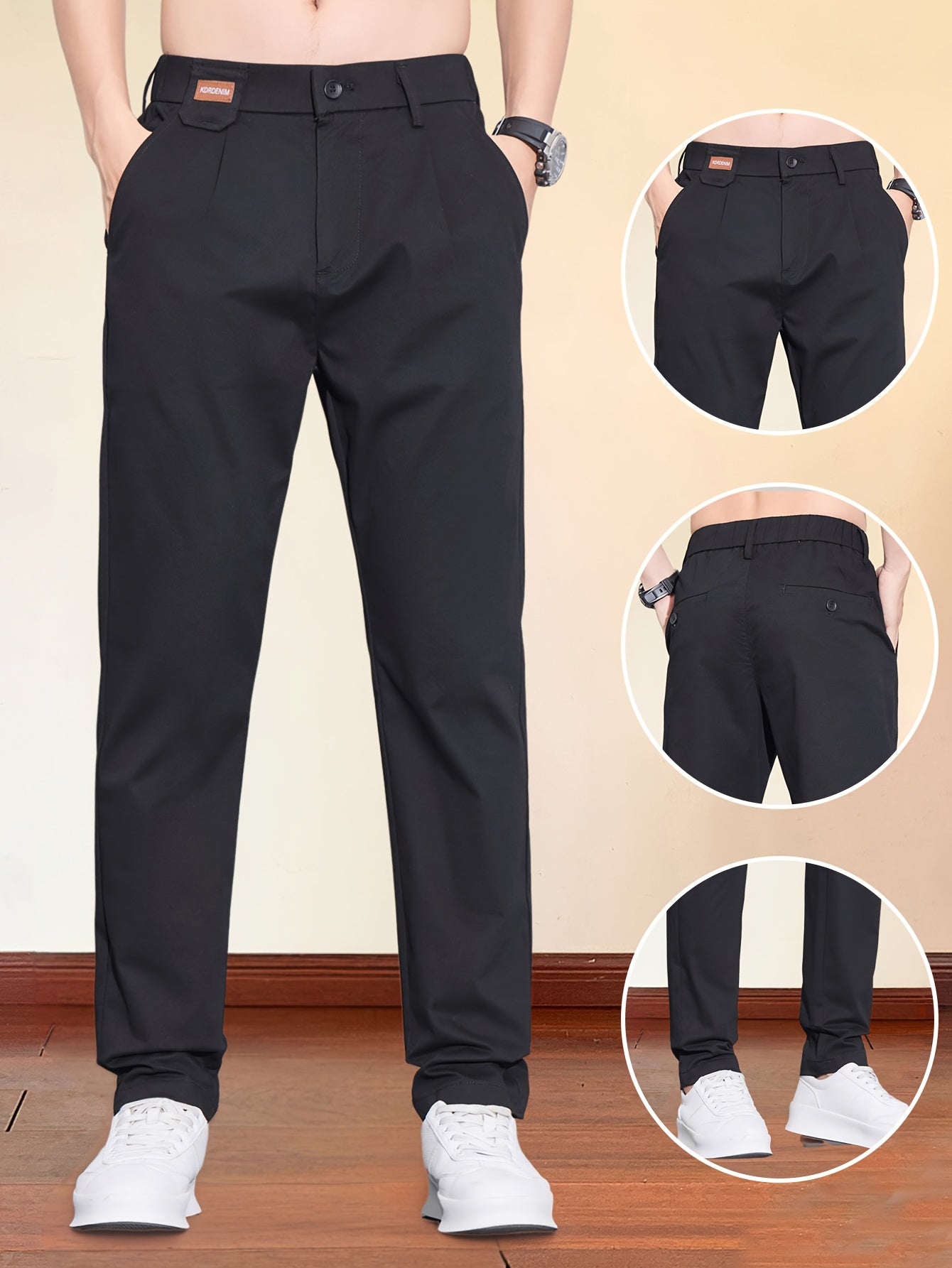 Men's Korean-Style Cotton Blend Casual Trousers for All Seasons